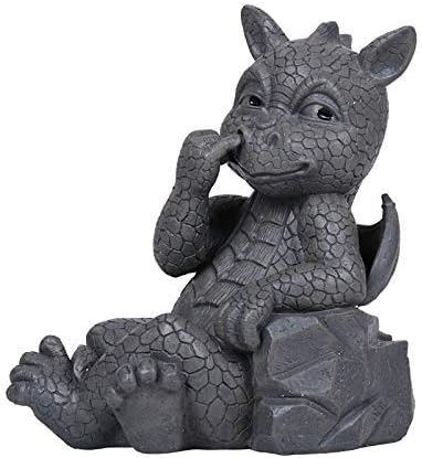 Nose Picker Dragon Garden Display Decorative Accent Sculpture Stone Finish 10 inch Tall
