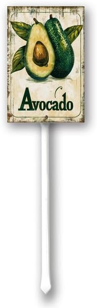 Uptell Vintage Aluminum Avocado Fruit Signs Yard Sign with Stake for Garden Fruit Garden Label Stakes Plant Markers for Outdoor Plants Waterproof 7x8.8 inch