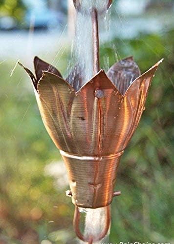 Bluebell Cups Copper RAIN Chain with Installation KIT (15 Foot)