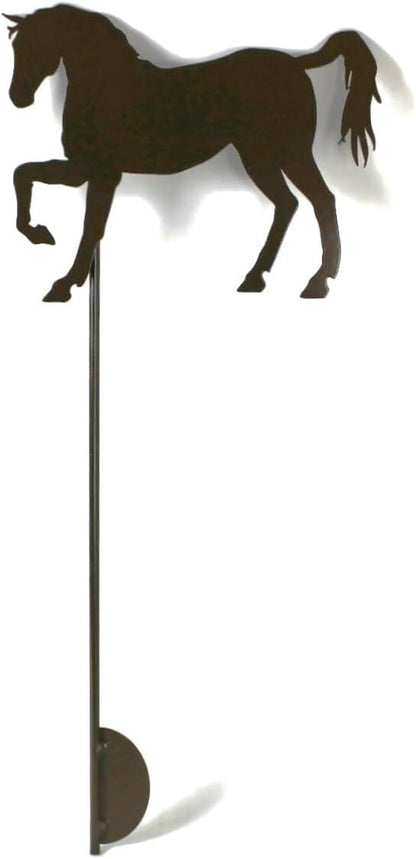 Pets and Farm Animals Metal Garden Landscape Stake (9" Wide Horse on Stake, Gloss Brown)