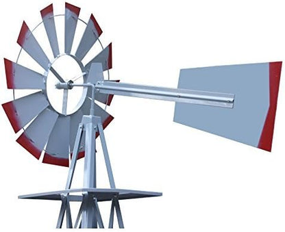 HomGarden 8ft Windmill Yard Ornametal Metal Garden Wind Mill Farm Weather Vane Weather Resistant Decoration for Home, Backyard
