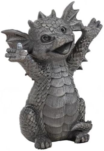 Pacific Giftware Happy Garden Dragon Cheering You On Garden Display Decorative Accent Sculpture Stone Finish 5.25 Inch Tall