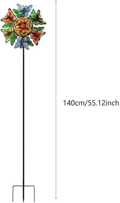 Generic Windmill Iron Art Statue Garden Yard Decoration Modern Outdoor Wind Sculptures with Garden Stake for Patio Backyard Lawn, Butterfly