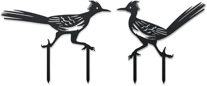 WADORN 2Pcs Metal Bird Garden Stake Statue, Running Birds Silhouette Decorative Farmhouse Stakes Metal Lawn Ornaments Cute Animal Lawn Art for Bird Lover Garden Backyard Outdoor Decorations
