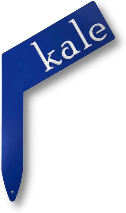 Planter Size Small Metal Garden Plant Vegetable Flower or Herb Markers 13.5 Inches Tall (kale, Blue)