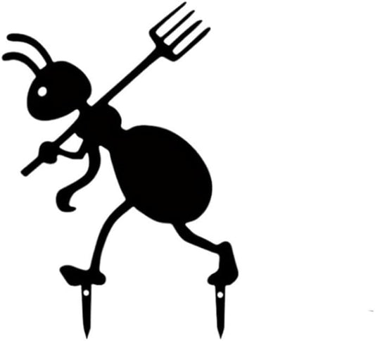 Metal Cute Alien Garden Metal Stakes,Hollow Garden Animal Ant Garden Stake Accessories and Lawn Ornaments Gardening Stakes for Decoration (Ant A)