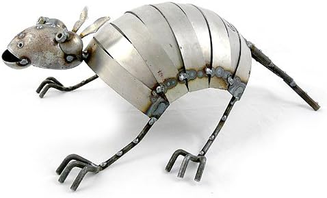Modern Artisans Reclaimed Metal Armadillo Garden Sculpture, American Handmade