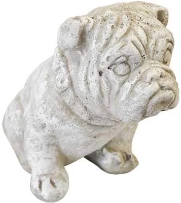 Athens Small Bulldog Statue – Marble Tone Concrete English Bulldog Garden Sculpture, Gray with Off-White Accents, Indoor or Outdoor Dog Decor
