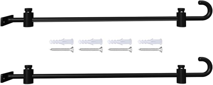 Koutemie Wall Garden Flag Stand Holder Pole — Metal Garden Flag Scroll Hanger with 2 Stoppers for 12 x 18 Outside Mailbox Post Décor, Black, 2 Pack