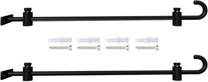 Koutemie Wall Garden Flag Stand Holder Pole — Metal Garden Flag Scroll Hanger with 2 Stoppers for 12 x 18 Outside Mailbox Post Décor, Black, 2 Pack