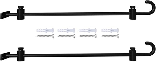 Koutemie Wall Garden Flag Stand Holder Pole — Metal Garden Flag Scroll Hanger with 2 Stoppers for 12 x 18 Outside Mailbox Post Décor, Black, 2 Pack
