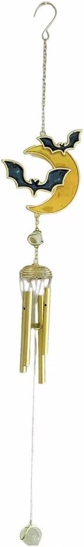 Halloween Themed Wind Chime Iron Made Chost Decoration Creative Designed Bat Decoration Halloween Holiday Festival Hanging Decor-Bat
