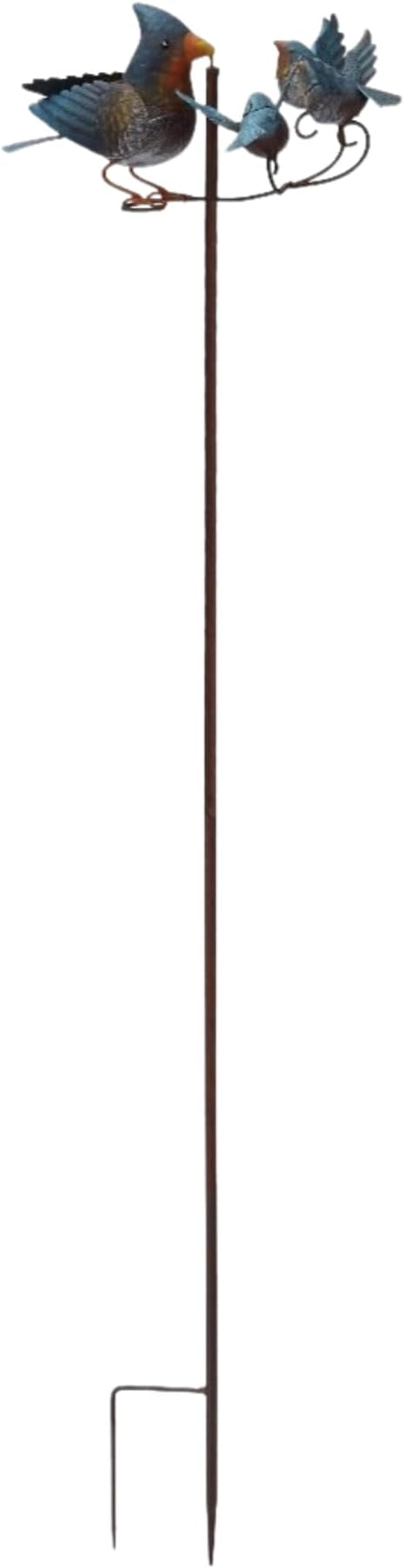Red Carpet Studios Garden Art Balance Rocker Metal Garden Stake Yard Décor, 49” Tall, Bluebird Family with Baby Blue Birds