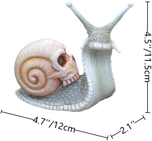 Skull Snail Garden Statues Halloween Skull Snail Sculpture Gothic Skull Decor Interesting Desktop Resin Craft Ornaments for Home Outdoor Office Decor,White