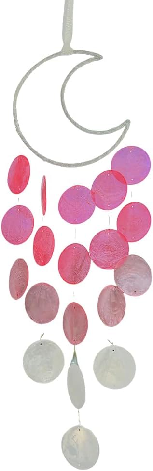 Wind Chimes for Outside, Handcrafted Capiz Shells Wind Chime for Indoor Outdoor, Garden Decoration of Coastal Style, Great Gift for Shells Wind Chimes Lovers and More (Pink)