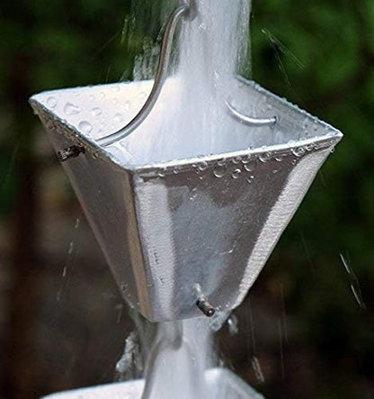Nutshell Stores Medium Square Cups Rain Chain - Aluminum - 10 Feet