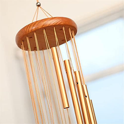 ZKG 35.4in 18 Tubes Wind Chimes Metal Wind Bells Garden Patio Outdoor Wall Hanging Home Decor Gift (Gold)