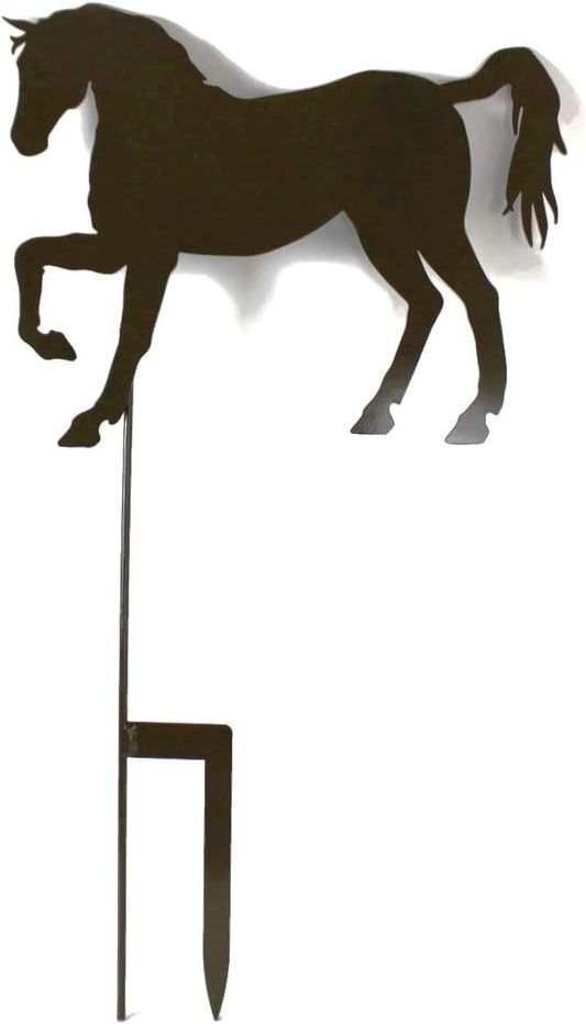 Pets and Farm Animals Metal Garden Landscape Stake (15" Wide Horse on Stake, Gloss Brown)