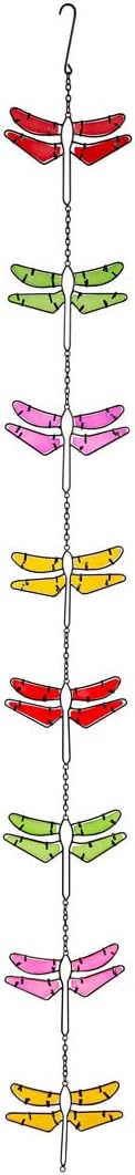 Evergreen Garden Dragonfly Stained Glass Metal Rain Chains for Gutters | 6 Ft. Rain Catcher Chain Replacement Downspout | Decorative Rain Chains for Outside Garden Balcony Porch