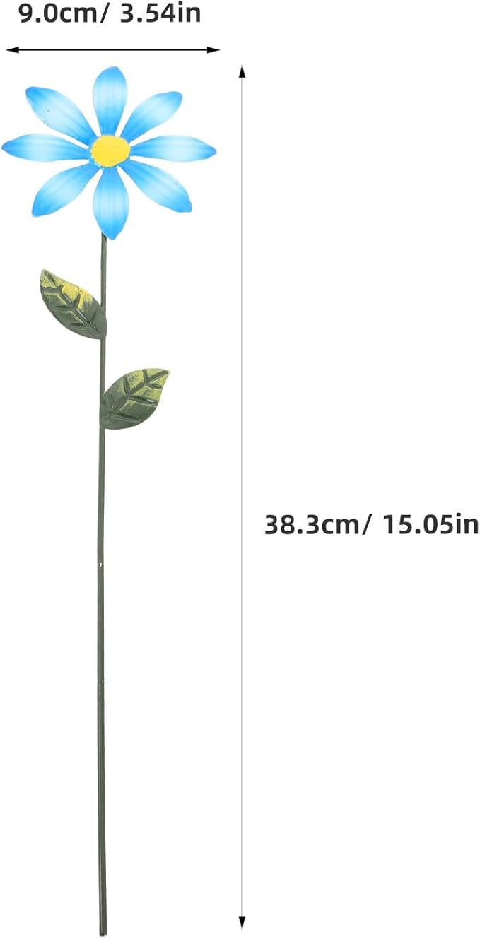 iplusmile 7pcs Metal Flowers Garden Stakes, 15 Inch Colorful Decorative Outdoor Yard Art, Rust-Proof Iron Floral Plant Sticks for Lawn Patio Pathway Spring Decor, Multi-Color