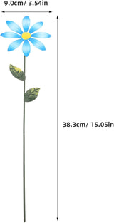 iplusmile 7pcs Metal Flowers Garden Stakes, 15 Inch Colorful Decorative Outdoor Yard Art, Rust-Proof Iron Floral Plant Sticks for Lawn Patio Pathway Spring Decor, Multi-Color
