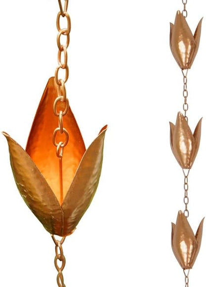 TZSSP Rain Chains Decorative Rain Chain Bell with 12 Cups, Rain Chain for Home Garden Patio Outdoor Decor,8-1/2 Length,Leaf