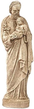 Md St. Joseph Concrete Garden Statue- Buff Stain Color