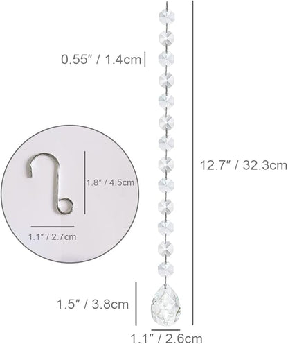 KANPURA 1ft Clear Crystal Bauhinia Prism Beads Strands for Chandelier Garland Gem Octagon Bead Chains Hanging Decorations for Christmas Winter Party Centerpiece(10 Pack)