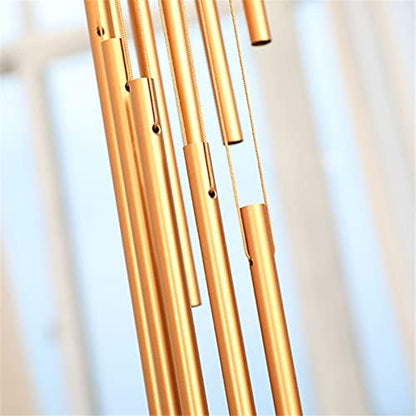 ZKG 35.4in 18 Tubes Wind Chimes Metal Wind Bells Garden Patio Outdoor Wall Hanging Home Decor Gift (Gold)