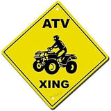 Metal Square Sign ATV Crossing Metal Aluminum Sign 12x12 inch (2 Pack)