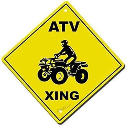 Metal Square Sign ATV Crossing Metal Aluminum Sign 12x12 inch (2 Pack)