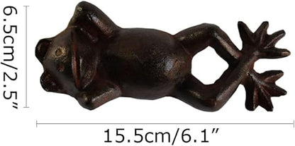 Cast Iron Lying Frog Statue Figurine Animal Decor,Decoration Ornaments for Home Garden,Rust (Frog-Small)