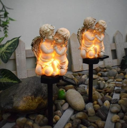 Angel Couple Solar Outdoor Garden Stakes Lighting, Multicolor, Warm White, Angel Theme, Outdoor Figurine Lights, Decoration, Outdoor Decoration, Seasonal Decoration, Housewarming, Gift-Giving