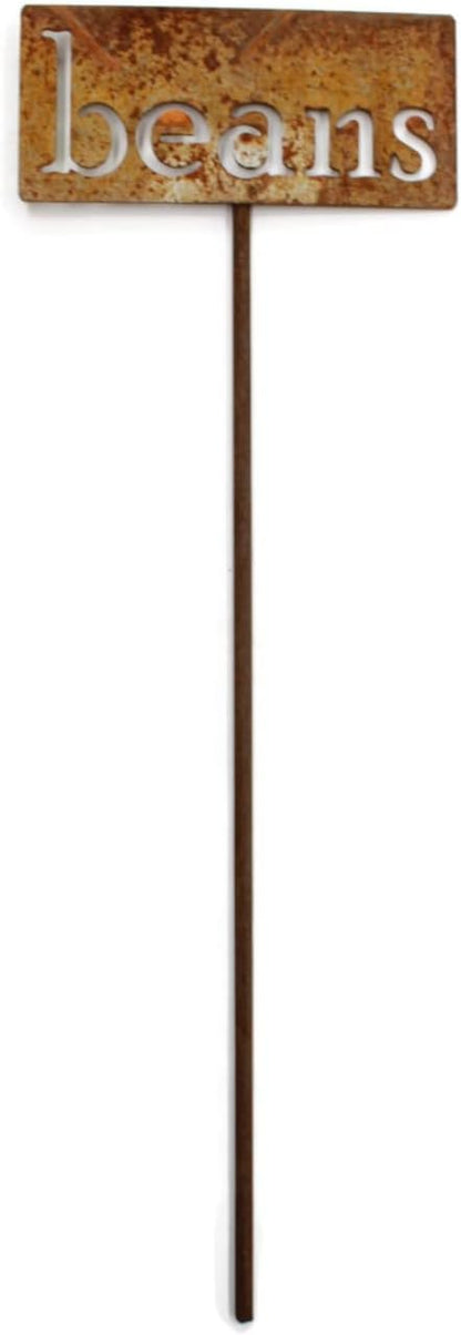 Classic Metal Garden Markers 19 Inches Tall (beans, Naturally Rusted)
