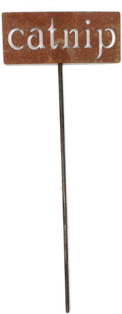 Classic Metal Garden Markers 19 Inches Tall (catnip, Naturally Rusted)