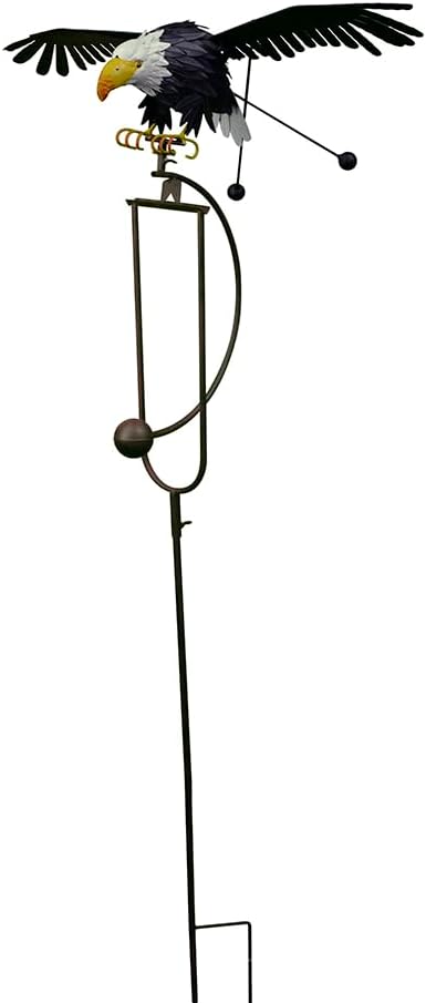 Red Carpet Studios Garden Art Heavy-Duty Outdoor Wind Sculpture Balancing Rocker Decorative Garden Stake, 51.5" Tall, Bald Eagle