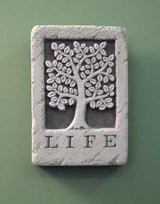 Carruth Studio, Tree of Life Wall Plaque Garden Statue Figurine, Original Sculpture Handcrafted in Stone, Artisan Made