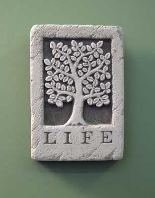 Carruth Studio, Tree of Life Wall Plaque Garden Statue Figurine, Original Sculpture Handcrafted in Stone, Artisan Made