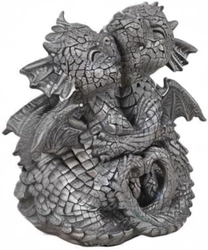Pacific Giftware Garden Dragon Lovely Couple Garden Display Decorative Accent Sculpture Stone Finish 4.75 inch Tall