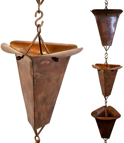 Nutshell Stores Desert Flower Cup Rain Chain Rain Chain - Copper - 8 Feet