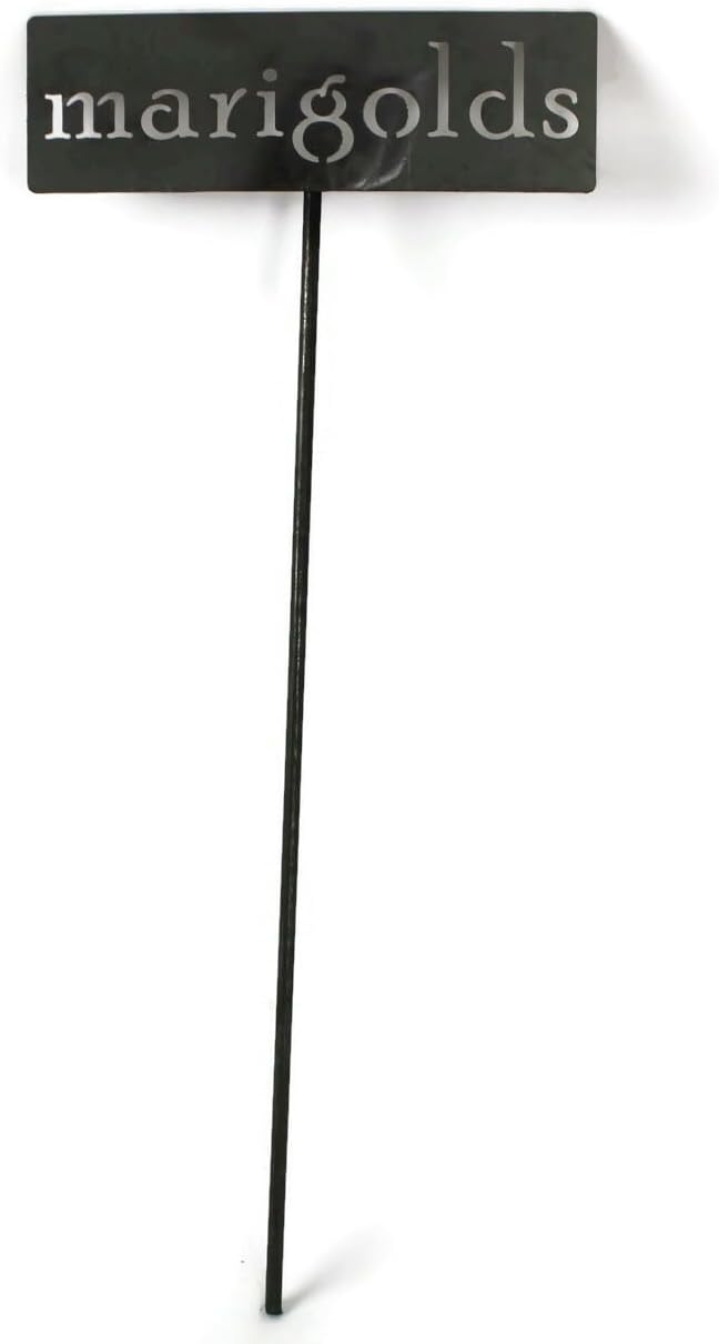 Classic Metal Garden Markers 19 Inches Tall (marigolds, Raw, Unfinished Steel (will rust with time))