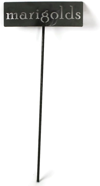 Classic Metal Garden Markers 19 Inches Tall (marigolds, Raw, Unfinished Steel (will rust with time))