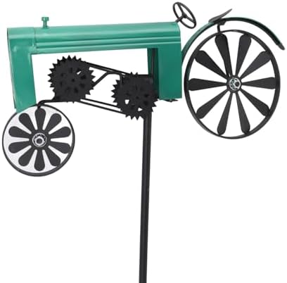 Farm Tractor Windmill,Tractor Wind Spinner Yard Ground Stake Statue Garden Windmill Decoration Lawn Floor Stakes Art Ornament for Outdoor Garden Yard Patio Decor (Green)