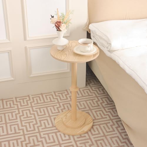 MaxSmeo Drink Table, Small Side Table for Small Spaces, Round End Table
