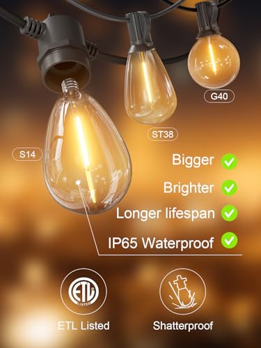 Svater Outdoor String Lights - 100FT LED Waterproof