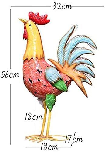 Outdoor Garden Animal Statues Patio Décor, Garden Decor Statues Wrought Iron Cock Creative Home Decor Accessories Hand-Painted Patio Yard Crafts Animal Ornaments