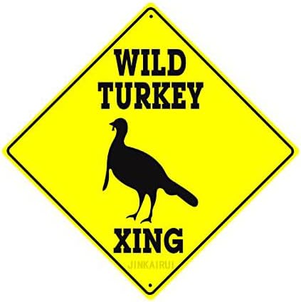 Metal Tin Sign Wild Turkey Xing Crossing Caution Animal Farm Ranch Hunter Road Décor Diamond Sign Indoor Outdoor Wall Decor Yard Sign Square Sign 12" x 12"(2 Pack)