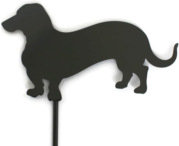 Pets and Farm Animals Metal Garden Landscape Stake (9.25" Wide Wiener Dog on Stake, Bronze Charcoal)
