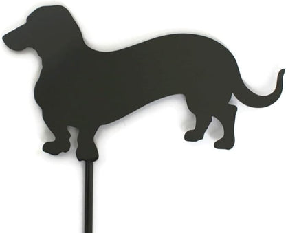 Pets and Farm Animals Metal Garden Landscape Stake (9.25" Wide Wiener Dog on Stake, Bronze Charcoal)