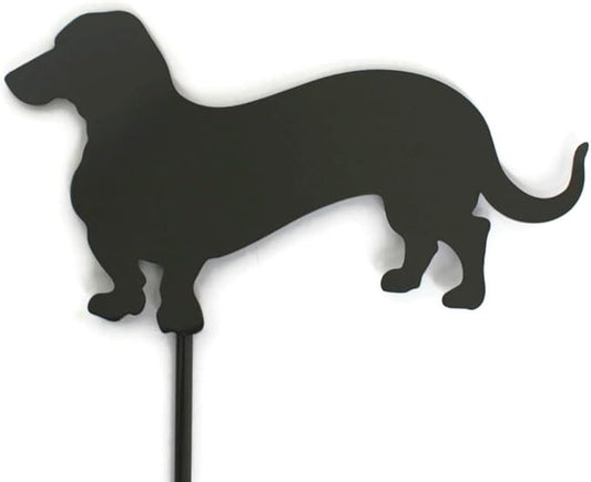 Pets and Farm Animals Metal Garden Landscape Stake (9.25" Wide Wiener Dog on Stake, Bronze Charcoal)